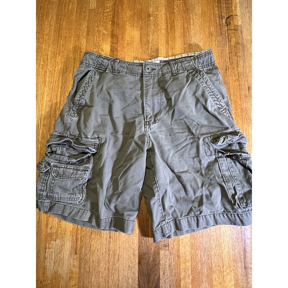 Faded Glory Men 34 Olive Bark Cargo Pocket Casual Utility Outdoor Baggy Shorts